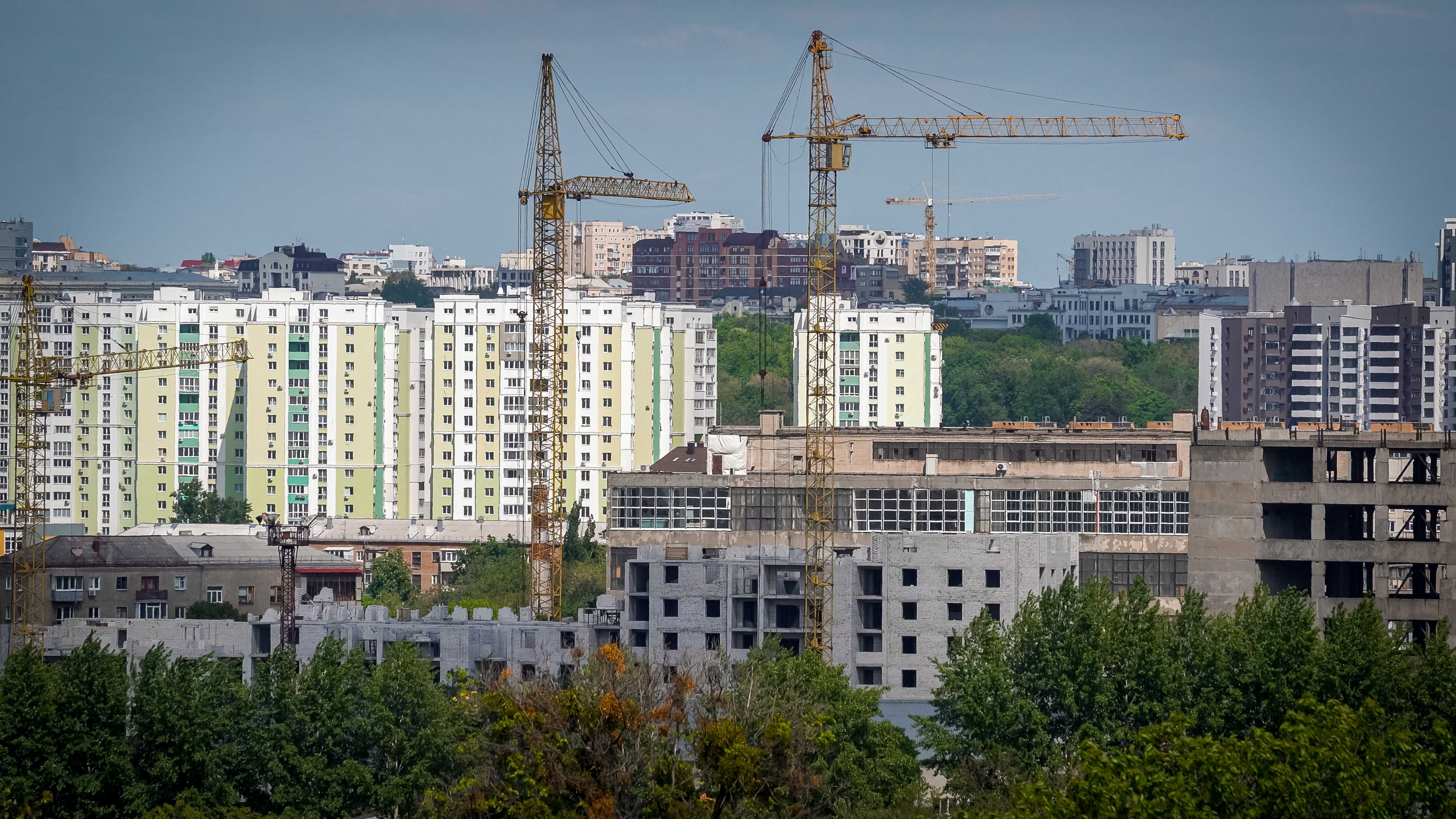 Concrete housing blocks in the city