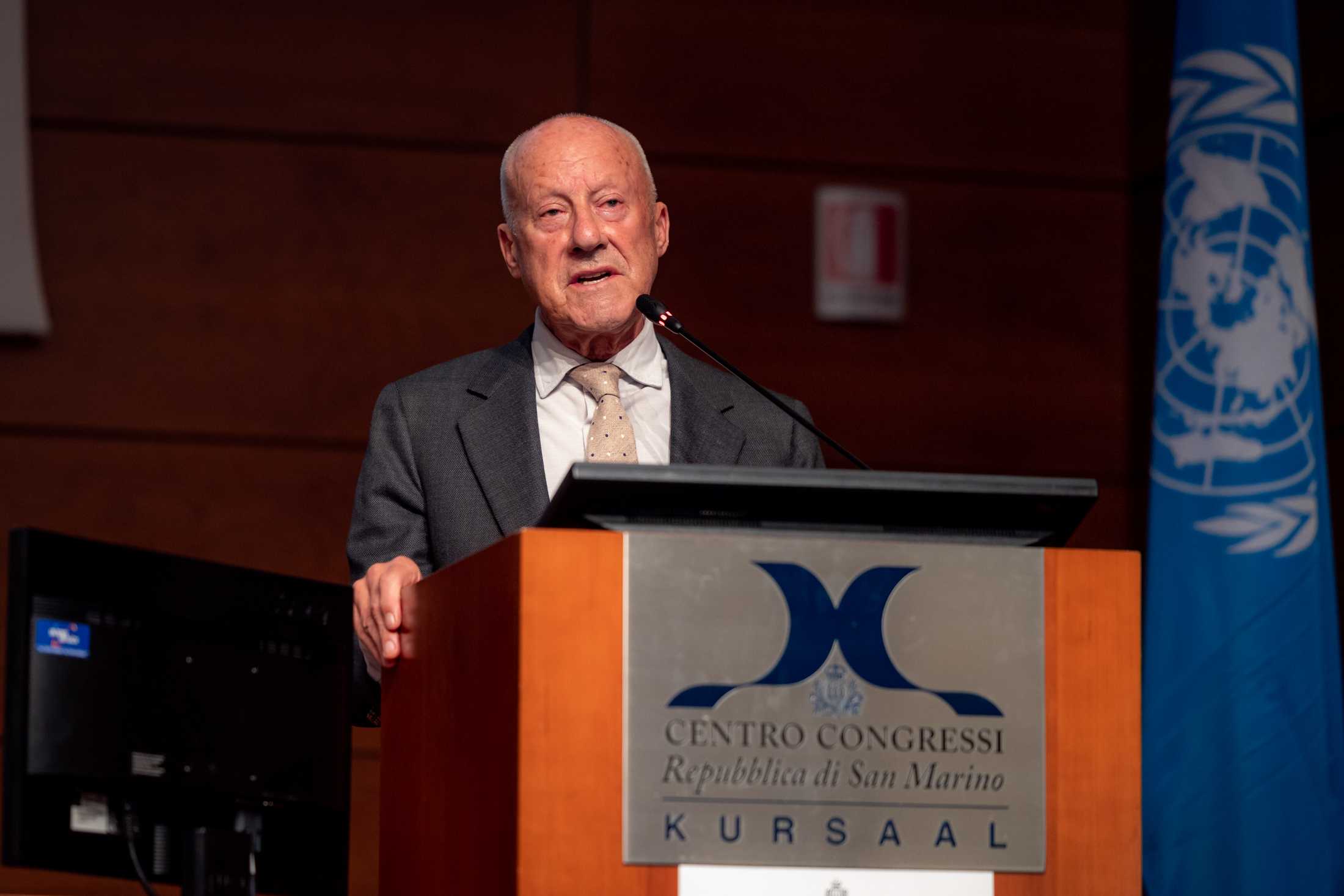 Norman Foster launches UN San Marino Declaration, 6 October 2022
